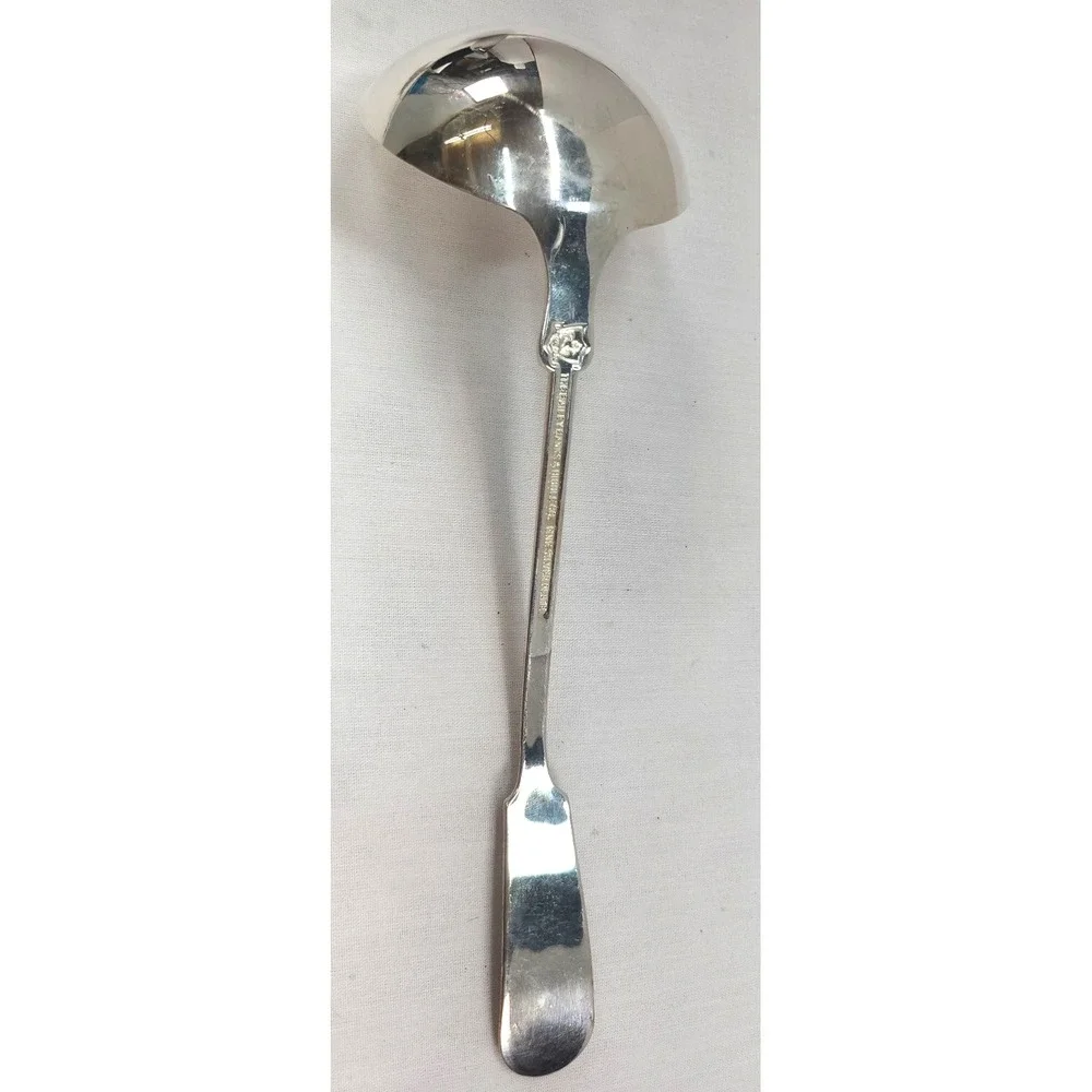 Antique Bailey Banks & Biddle Silver Plate Soup Ladle, Fiddle Pattern 9 Inches
